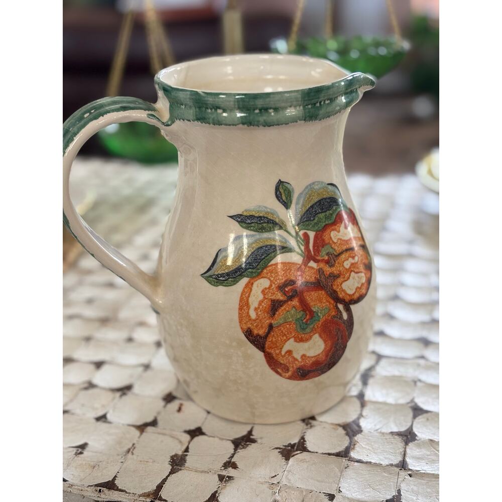 Vintage Himark‎ Italian Hand painted pitcher peaches made in Italy